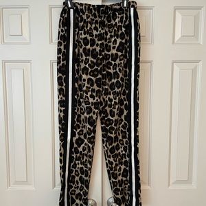 Robert Rodriquez Cheetah Joggers with Black and White Leg Stripes, Size M